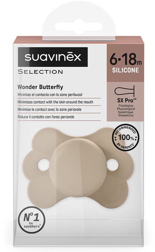 Suavinex Wonderland Collectie - Fysiologische Siliconen Fopspeen - SX Pro - 6-18m - Beige
