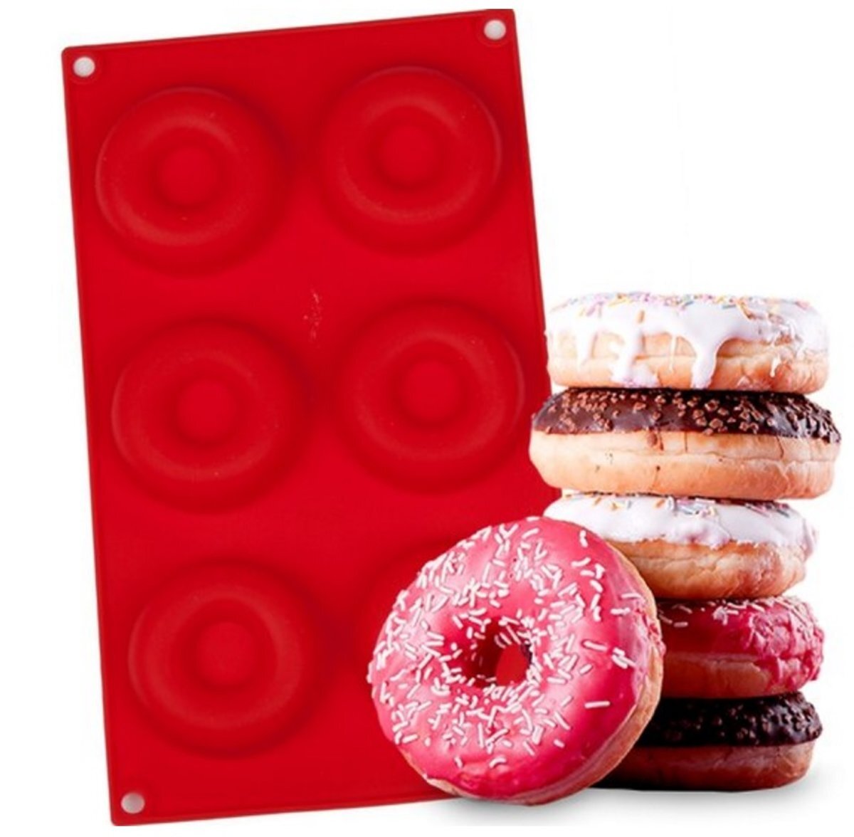 Favorite Things Siliconen bakvorm voor 6 donuts Donutmaker vorm/mal