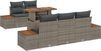 vidaXL Tuinbank - Set - 6-delig - Grijs - Polyrattan