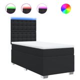 vidaXL Boxspringbed met matras, kunstleer, zwart, 140x190 cm
