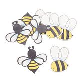 GLOREX Decoratie van hout bijen + bijenstok 8 gesorteerd, 3,8 x 3,2 x 0,1 cm, meerkleurig, 3,7 x 4,2 cm