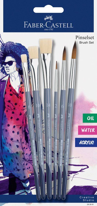 Faber-Castell Penseelset - Plat (6,10,14) - Rond (2, 6,10) - FC-282891