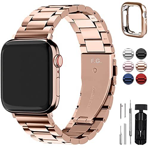 Fullmosa Compatibel met Apple Watch Band 38mm/40mm/41mm, roestvrijstalen horlogeband voor iWatch/Apple Watch SE, Series 7/6/5/4/3/2/1, 38mm/40mm/41mm Rose goud