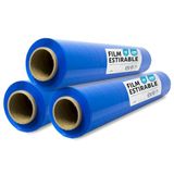 3 m-office 3 stuks stretchfolie van kunststof voor verhuisdozen, meubelbescherming en verzending, afmetingen 50 cm x 200 m (blauw, 3 stuks)
