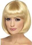 Smiffys Partyrama pruik, 30 cm, donkerblond, korte bob met pony, eenheidsmaat