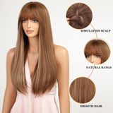 OEM Shenzhen Haorui Industrial Technology Co., Ltd. Pruik voor dames, natuurlijk synthetisch haar, hittebestendig, ombre, bruin, lang, steil, voor dagelijks gebruik, feestjes, cosplay.