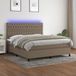 vidaXL Boxspring met matras en LED stof taupe 160x200 cm