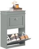 SoBuy FSR78-HG Schoenenkast - Lichtgrijs Houtcomposiet met 2 Kleppen & Planken