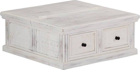 vidaXL Salontafel 70x70x30 cm massief mangohout wit