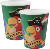 Santex feest wegwerp bekertjes - piraat - 20x stuks - 270 ml - groen - karton