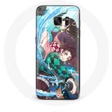 Maniacase Hoesje voor Samsung Galaxy S6 Edge Tanjiro en Nezuko Demon Slayer Kimetsu no Yaiba Anime