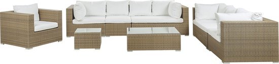 Beliani Loungeset wicker lichtbruin MAESTRO II