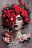 Alexsar Art schilderij Glas art roses lady 90x60cm