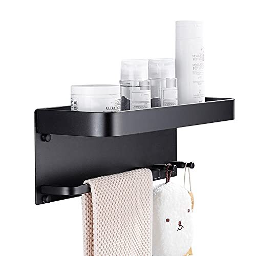 LARRO Douche Caddy Wandmontage Douche Planken met Handdoekstang