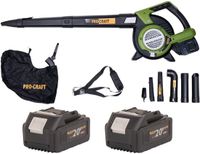 Procraft VB20 accu bladblazer en bladzuiger 40 V (2x 20 V) borstelloos + 2x accu 4,0 Ah - zonder oplader