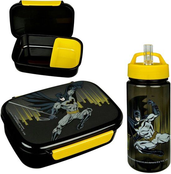 4KidsOnly Under Cover Batman Lunchset - Lunchbox - Drinkfles - Blauw