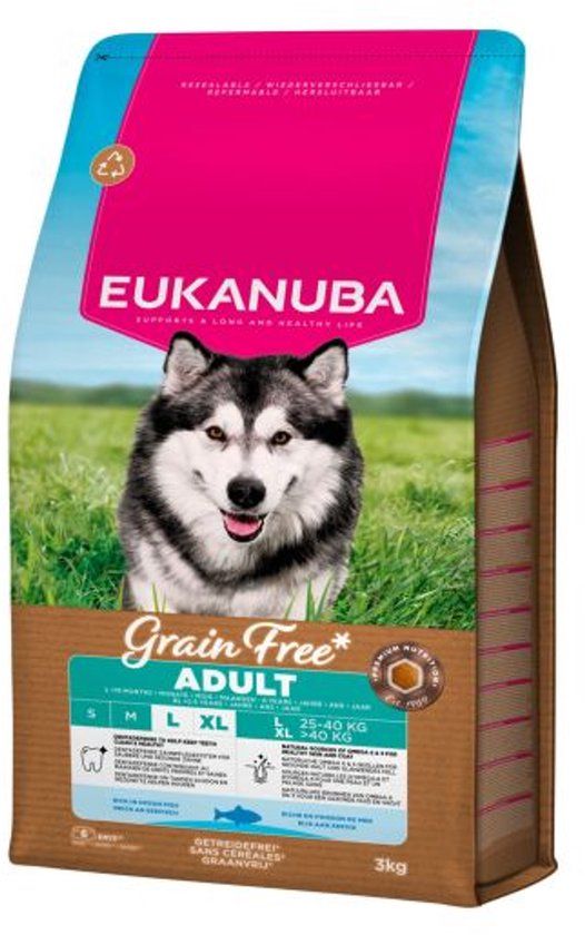Eukanuba Adult Large Grain Free Zeevis - Hondenvoer - 12 kg