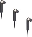 HOFTRONIC Set van 3 Pinero LED Prikspots - GU10 - 4 Watt - 345 Lumen - Dimbaar - Kantelbaar - 6500K Daglicht Wit - IP65 Waterdicht - Zwart