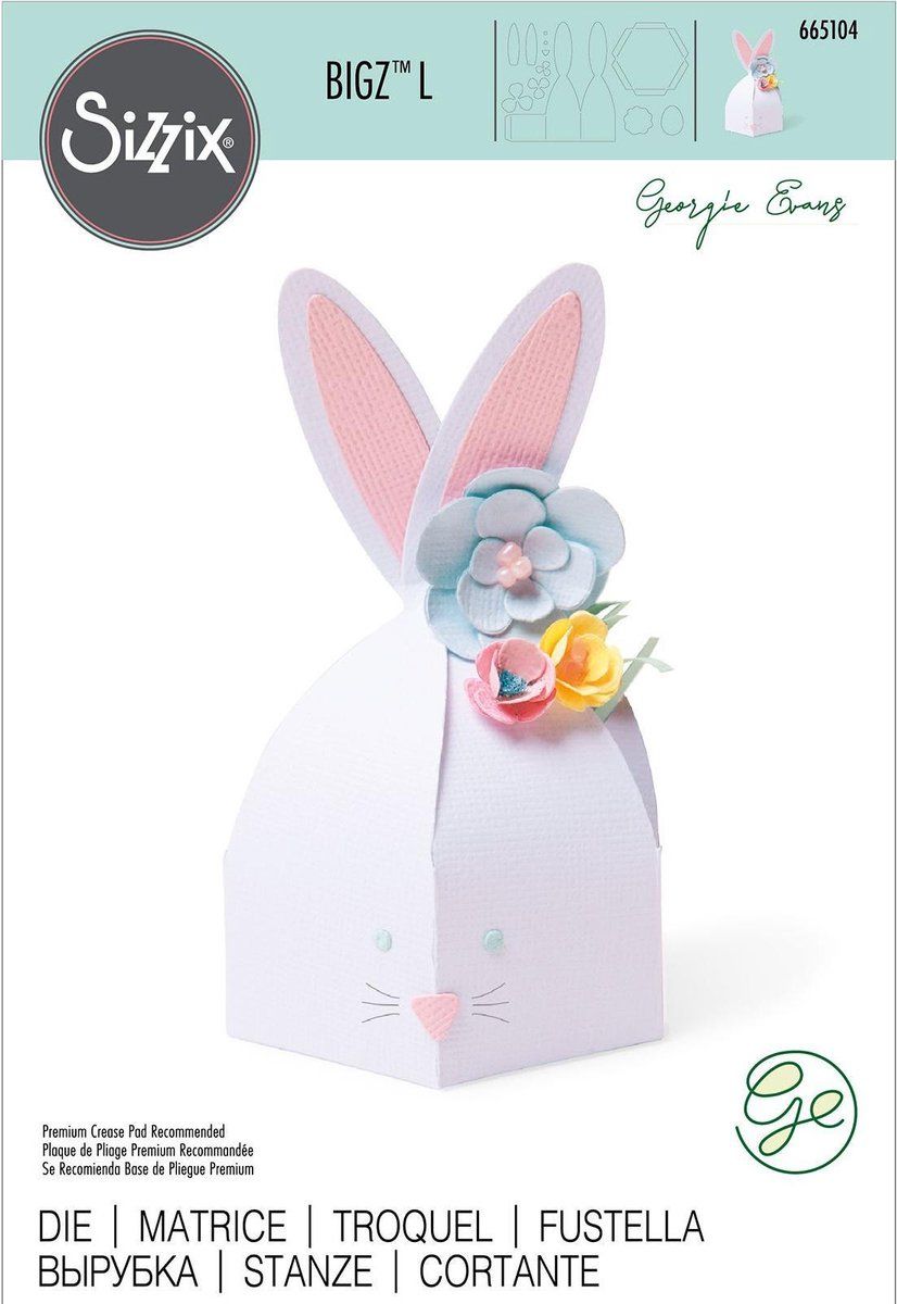 Sizzix Bigz L Die 665104-Box Bunny van Georgie Evans, Multi kleuren, Een maat