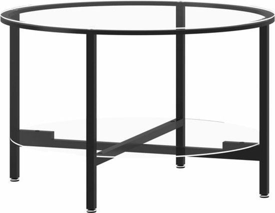 VidaXL Salontafel 70 cm gehard glas zwart en transparant