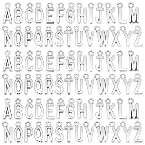 SAVITA 104 Stuks ABC Letter Charms Mini Hoofdletters Alfabet A-Z Zinklegering Armband Ketting Hangers voor DIY Sieraden Maken
