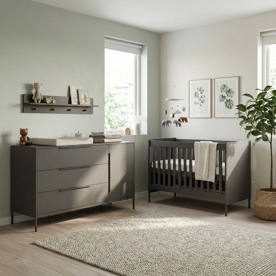 Born Lucky Lissabon Meegroei Babykamer 2 Delig Compleet – Baby bed 70x140 cm & XL Commode – Chocolate