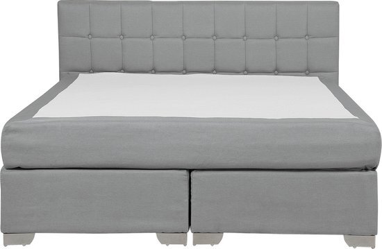 Beliani ADMIRAL - Boxspringbed - Grijs - Polyester