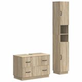 vidaXL - 2-delige - Badkamerkast - Set - HOORN - Sonoma - Eiken - Bewerkt - hout