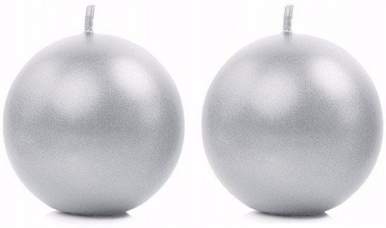 Bolkaarsen zilver 8 cm - 2 stuks