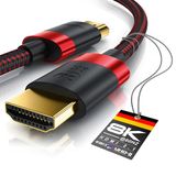 CSL - 8k / 4k HDMI-kabel 2.1/2.0-1m - 8K @ 60Hz / 120Hz - 4K @ 240Hz - 48 Gbit/s - 3D - Ultra High Speed met Ethernet - TV Blu-ray PS5 Xbox Series X Switch - zwart - 1 meter
