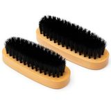 PARENCE. Set van 2 klompborstels - halfharde zwarte borstelharen - 14x5x3 cm - toiletborstel van leer, suède en nubuck - ergonomisch handvat