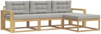 vidaXL Buiten bankenset 4 st Wit en Lichtgrijs Polyester