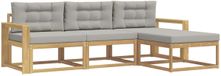 vidaXL Ensemble de canapé d'extérieur 4 pièces Blanc et Gris clair Polyester
