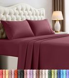 Utopia Bedding Geborsteld microvezel 4-delige complete beddengoedset - Krimpvrij en vervagen zachte lakens - onderhoudsvriendelijk (volledig, bordeauxrood)