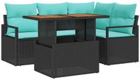 vidaXL Tuinbankenset 5-delig Zwart en Teal