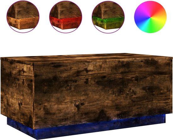 vidaXL Salontafel met LED-verlichting 90x50x40 cm gerookt eikenkleurig