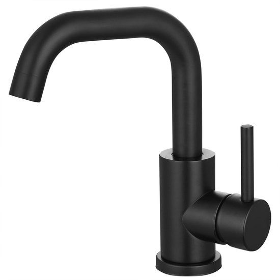 LOMAZOO Pollux Wastafelkraan Zwart - Modern - RVS - 15cm uitloop