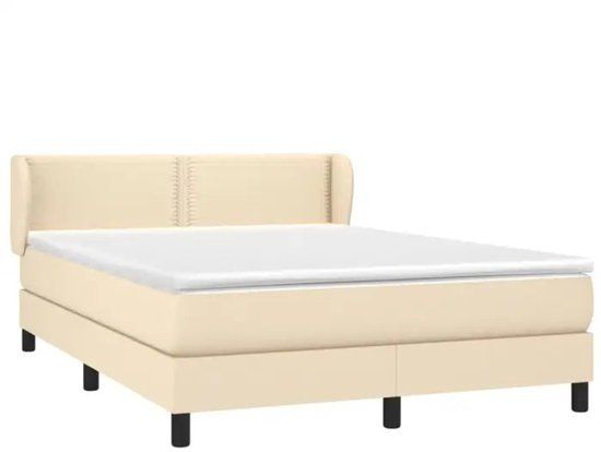 vidaXL Boxspring met matras stof crèmekleurig 140x190 cm