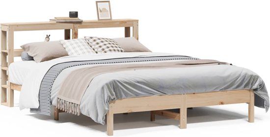 vidaXL Bedframe Massief Grenenhout 140x190 cm Naturel