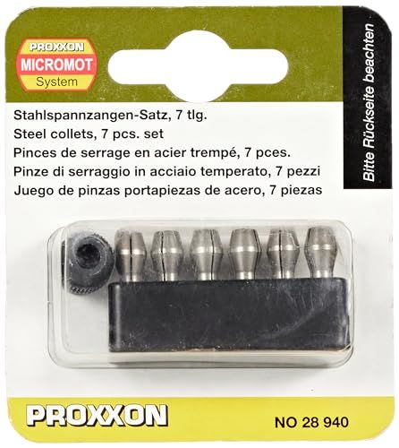 Proxxon 28940 MICROMOT Steel Collets, 6 Pieces, Black/Silver