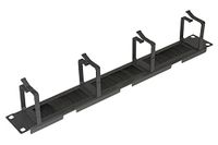 Connetto - Kabelgeleiding voor kasten 19" 1 eenheid 4 ringen met gat voor kabeldoorvoer en stofborstel kleur zwart metaal