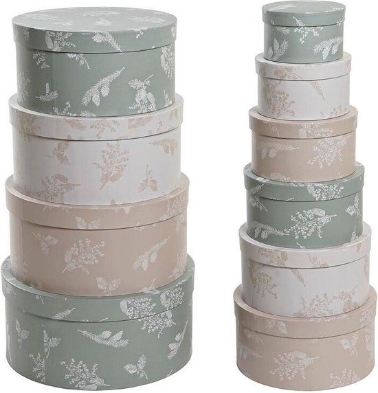 Set van opstapelbare opbergboxen DKD Home Decor - Karton - 37,5 x 37,5 x 18 cm - Bruin