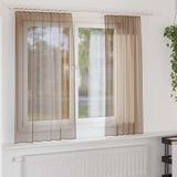vidaXL Gordijnen voile met roedezakken 2 st lichtbruin
