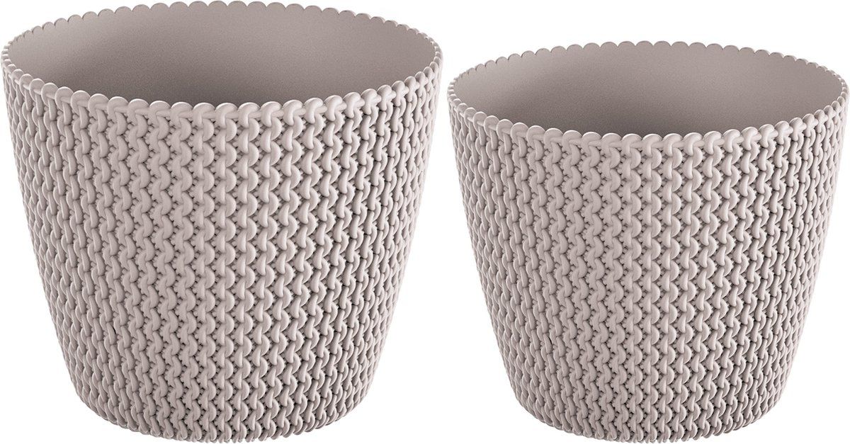 Prosperplast Plantenpotten/bloempot set 4x kunststof taupe 19 x 16 en 16 x 13 cm