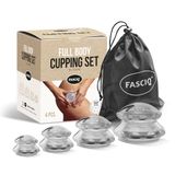 FASCIQ® Set de ventouses – 4 ventouses en silicone avec grip supplémentaire - massage des tissus conjonctifs, récupération musculaire - traitement de la cellulite - massage - amélioration de la peau
