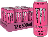 Monster Energy Ultra Rosa Energiedrank - 12 x 500 ml blikjes - Zero Sugar