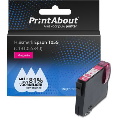 PrintAbout   Huismerk Epson T055 (C13T055340) Inktcartridge Magenta