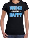 Bellatio Decorations Shoppartners Bv Wodka makes me happy / Wodka maakt me gelukkig drank t-shirt zwart voor dames - wodka drink shirt - themafeest / outfit XXL