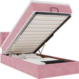 vidaXL - Ottoman bed met matras - 80x200cm - Roze Fluweel