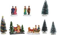 G. Wurm Gmbh + Co. Kg 8x pièces village de Noël figurines et sapin de Noël - Village de Noël pièces décoration de Noël